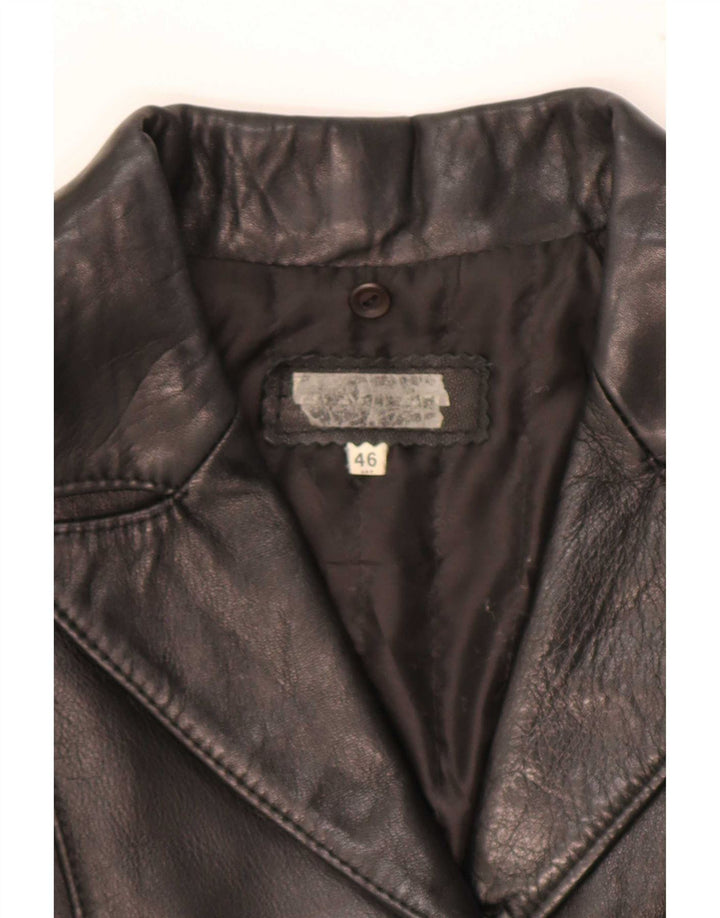 Jaqueta de couro feminina vintage IT 46 grande preta