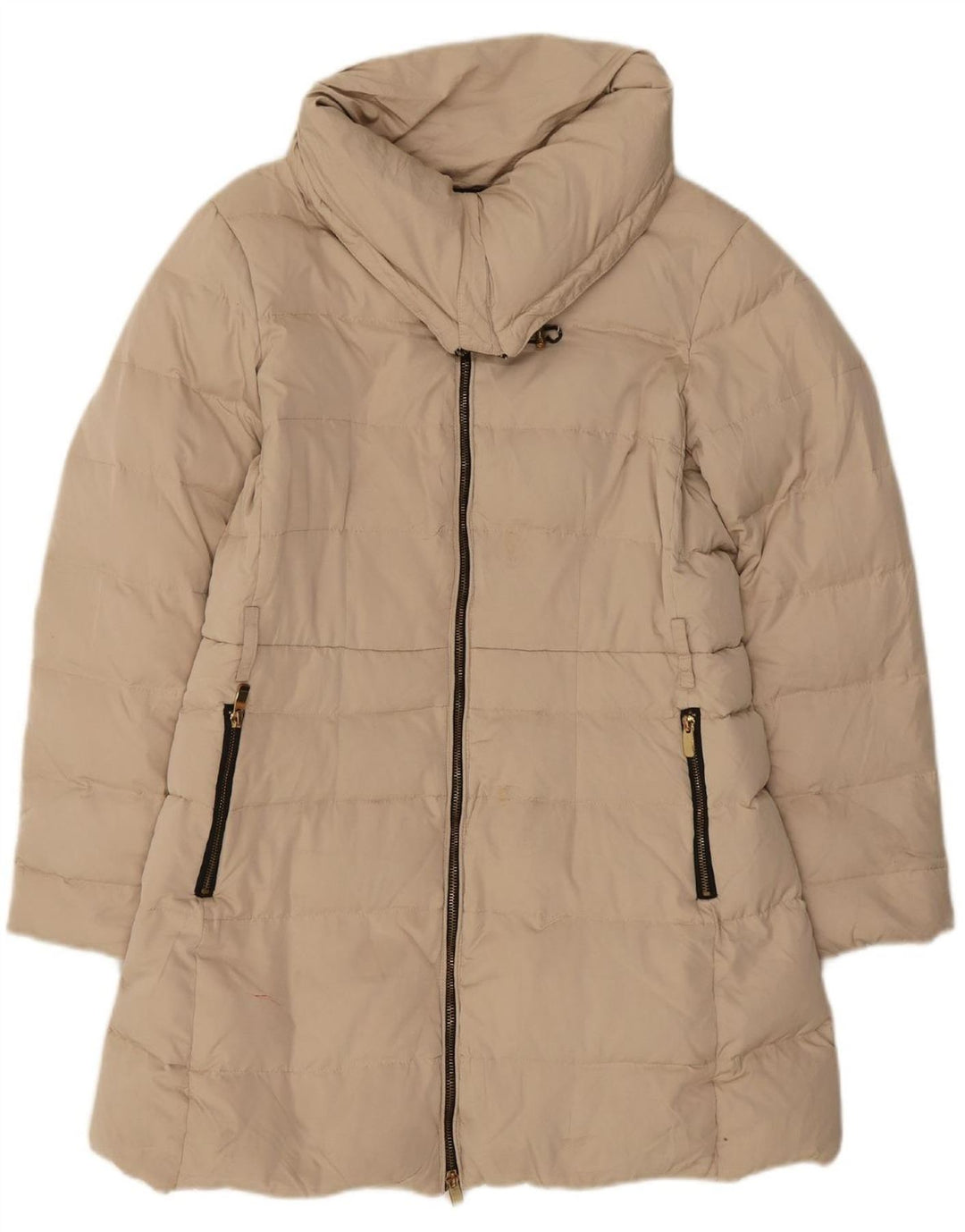 Casaco acolchoado feminino ZARA UK 16 grande bege