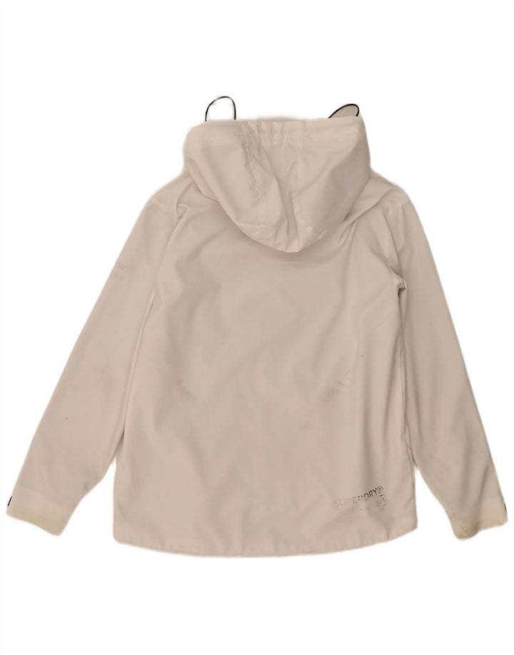 Jaqueta corta-vento superdimensionada com capuz feminino Superdry Reino Unido 10 pequeno branco