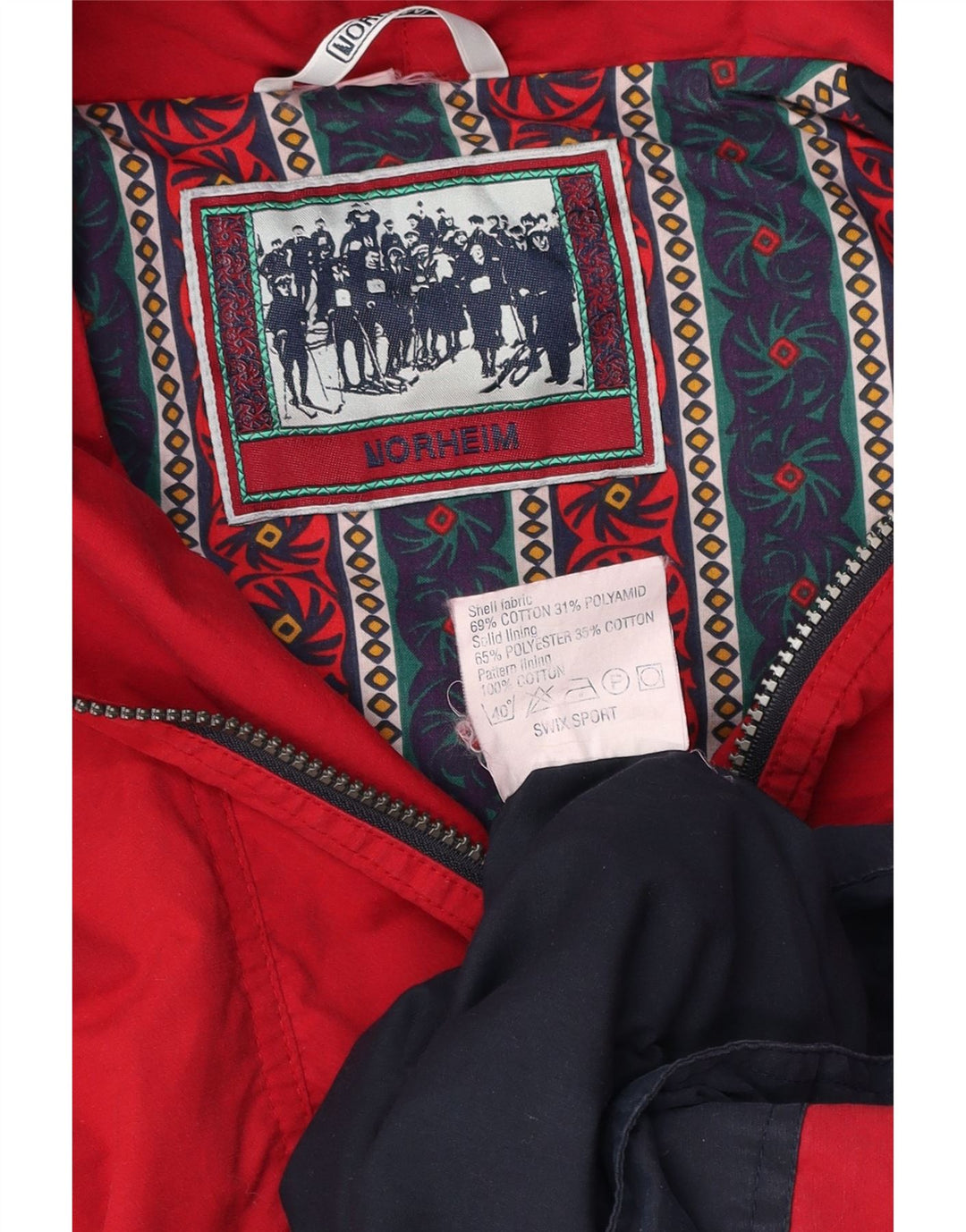 Jaqueta Anorak masculina com capuz NORHEIM Reino Unido 40 grande algodão colorido vermelho