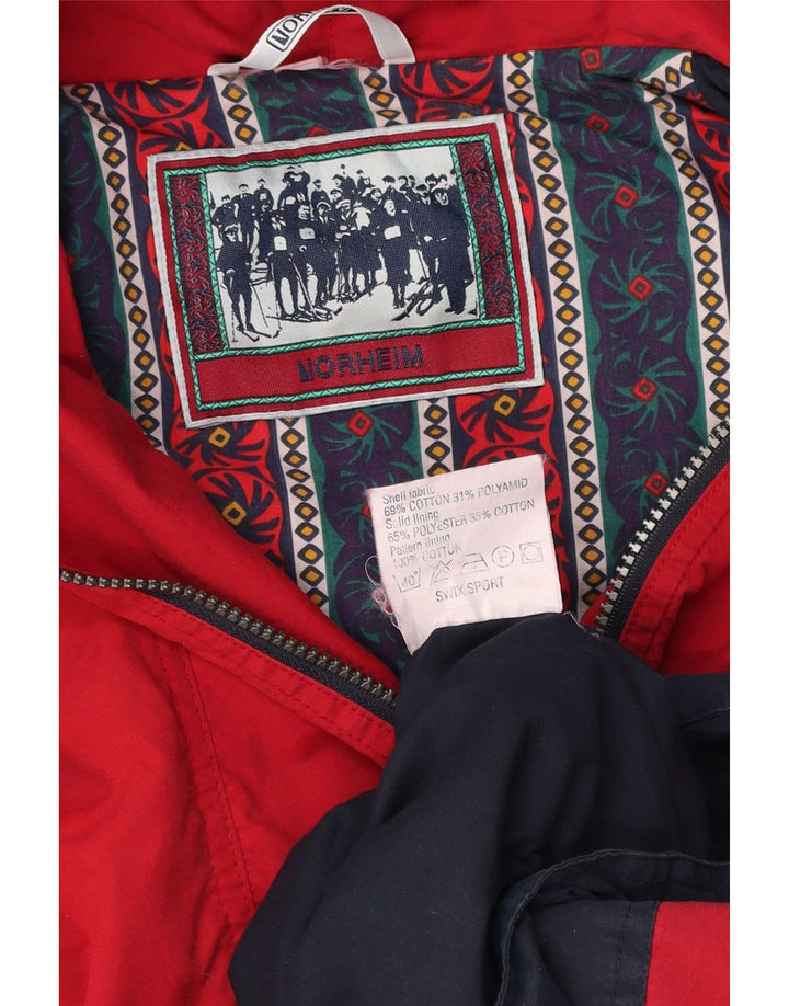 Jaqueta Anorak masculina com capuz NORHEIM Reino Unido 40 grande algodão colorido vermelho