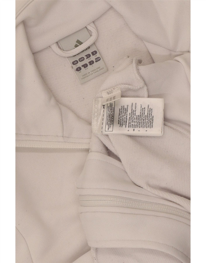 Adidas Womens Tracksuit Top Jacket UK 12 Médio Branco Poliéster