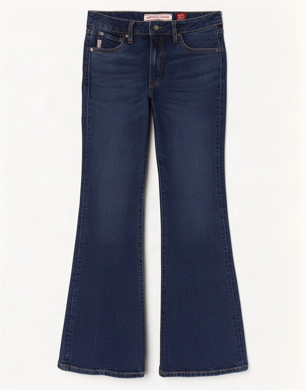 Calça jeans feminina Superdry W28 L32 azul marinho algodão