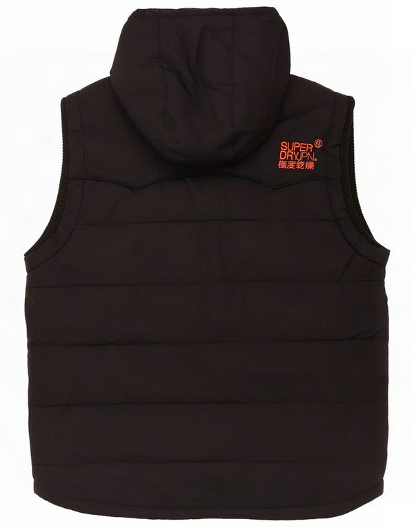 Superdry Mens com capuz Sherpa acolchoado Gilet UK 42 XL Nylon cinza