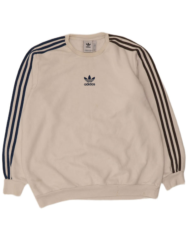 Adidas Mens Moletom Jumper XL Algodão Branco