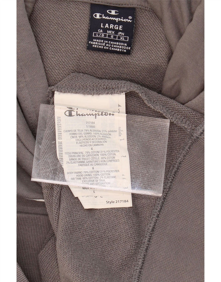 CHAMPION Mens Graphic Hoodie Jumper Large Grey Cotton Vintage Champion and Second-Hand Champion from Messina Hembry 