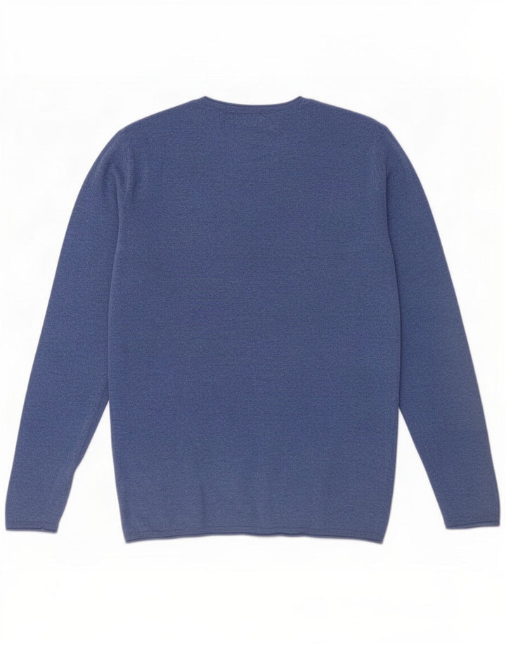 Zara Suéter masculino com gola redonda, azul médio