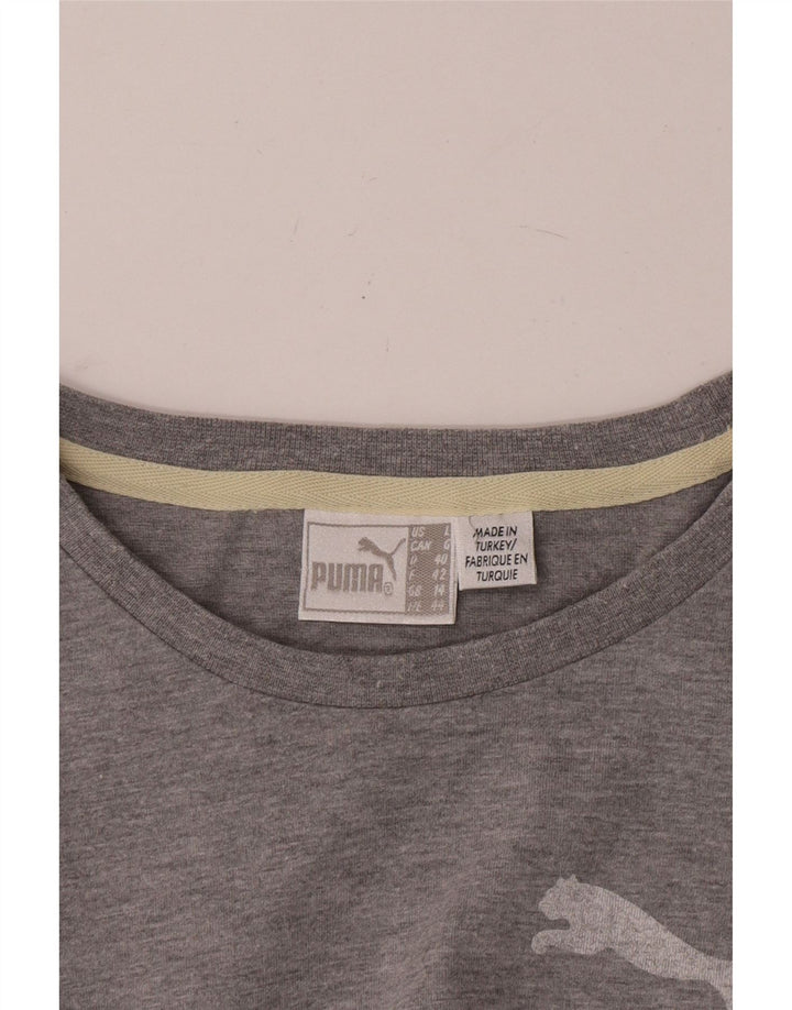 Puma Mulher Graphic Top Manga Longa UK 14 Grande Cinza