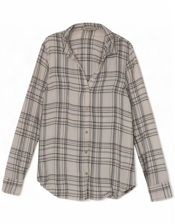 Camisa Calvin Klein Jeans Feminina UK 12 Médio Branco Xadrez