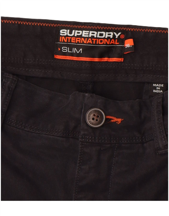 Superdry Mens Slim Chino Shorts W36 Grande Algodão Preto