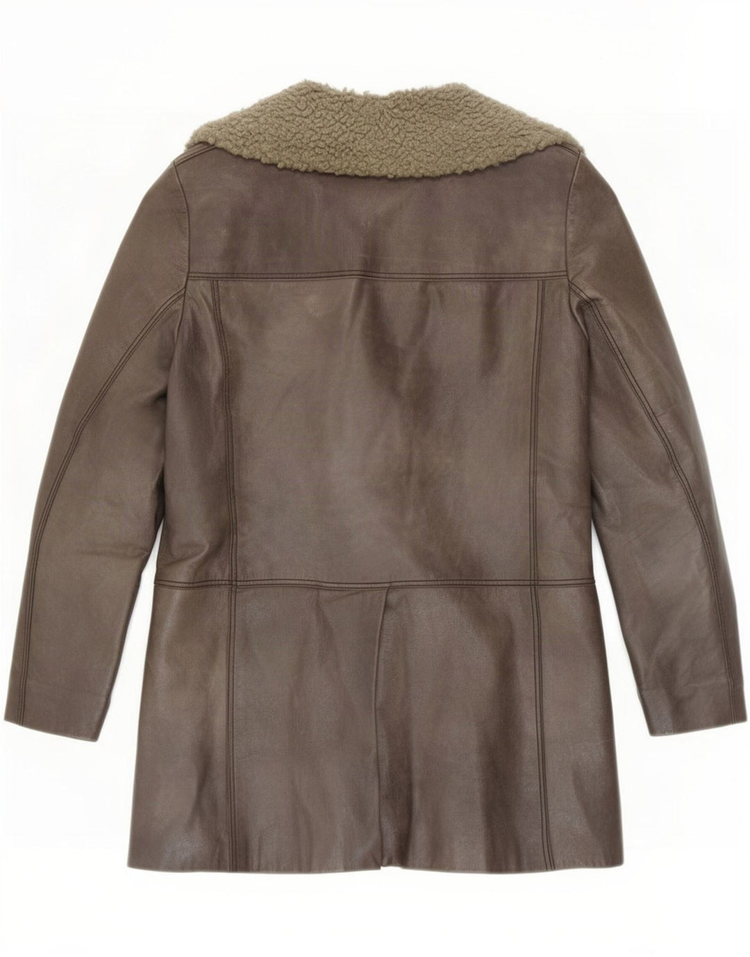 Jaqueta Shearling Feminina Vintage UK 10 Pequena Cinza