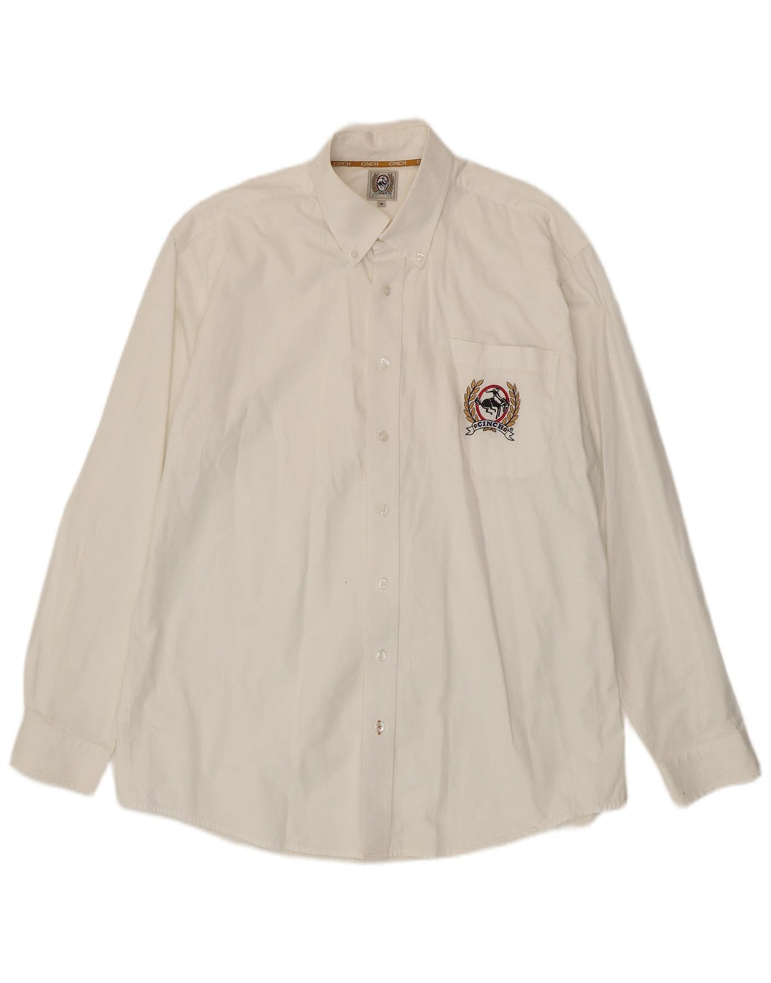 Camisa masculina VINTAGE de algodão branco médio