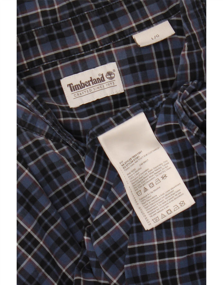 Camisa masculina TIMBERLAND grande algodão xadrez azul