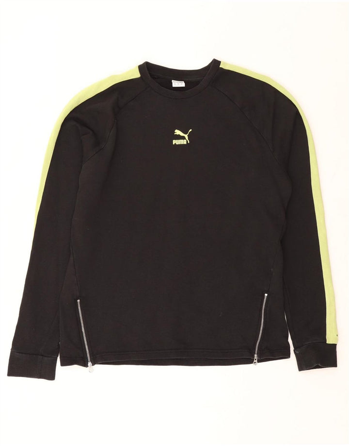 Puma moletom feminino jumper UK 14 médio preto colorblock algodão