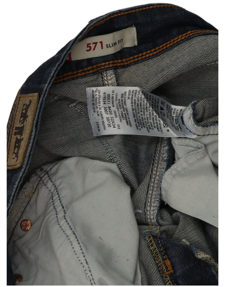 Calça jeans feminina Levi's 571 Slim W32 L30 azul marinho algodão