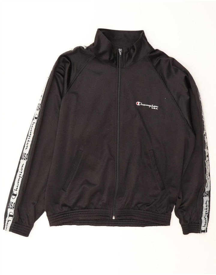 Jaqueta masculina de agasalho gráfico Champion médio preto colorblock