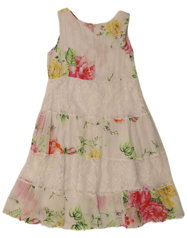 Vestido feminino Positano by Jean Paul em camadas UK 10 pequeno floral branco