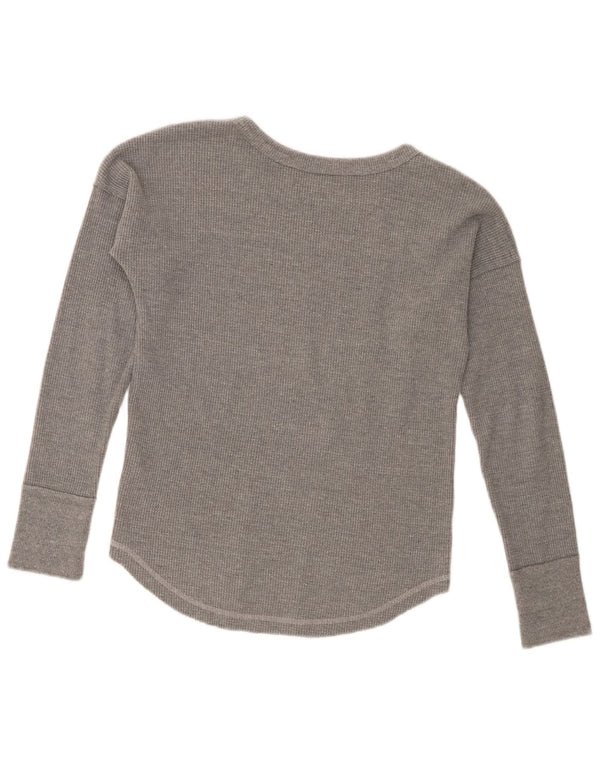 Abercrombie & Fitch Top gráfico feminino oversized manga comprida Reino Unido 6 XS cinza