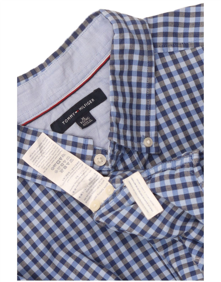 Camisa masculina Tommy Hilfiger XL azul algodão guingão