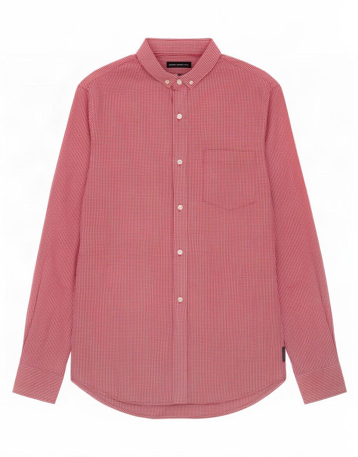 Camisa masculina French Connection pequena vermelha de algodão guingão