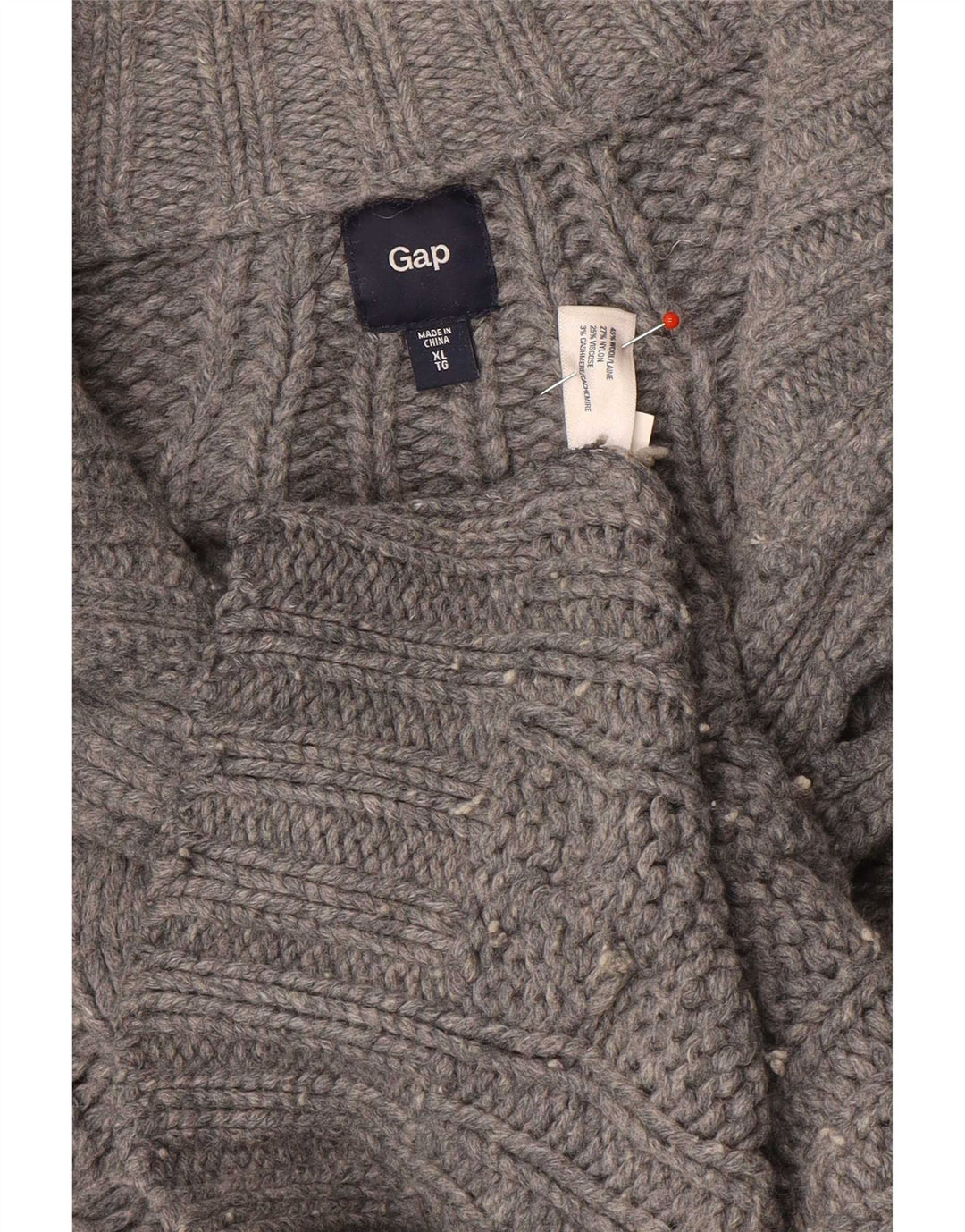 Suéter masculino Gap com gola e botão XL de lã cinza