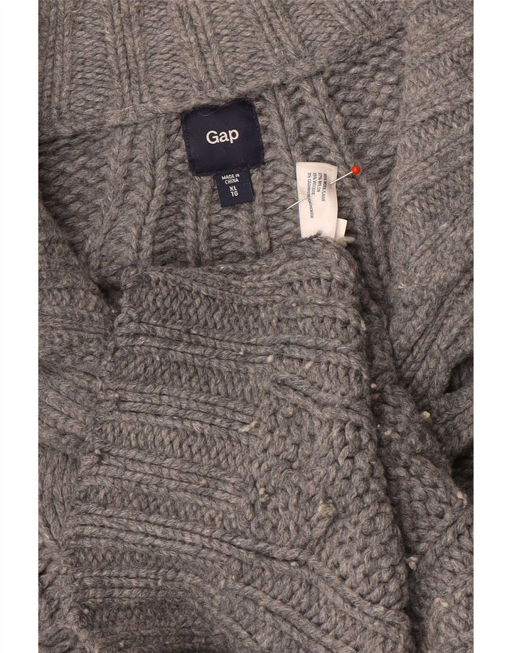 Suéter masculino Gap com gola e botão XL de lã cinza