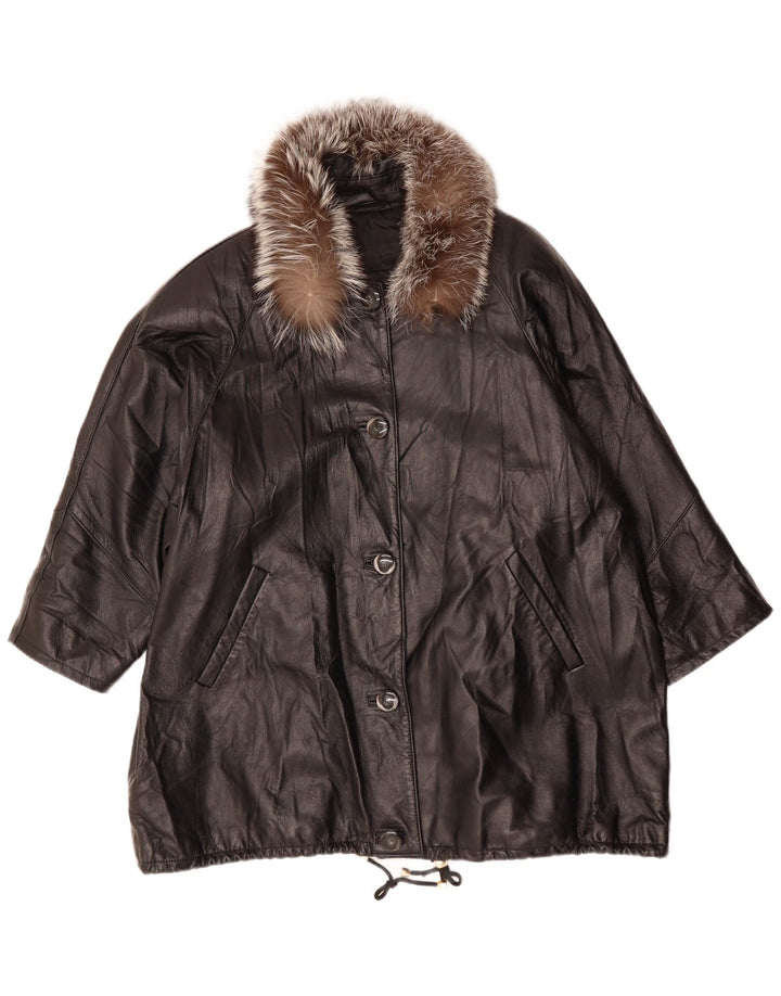 Casaco de couro feminino PAUL & WITE UK 20 2XL couro preto