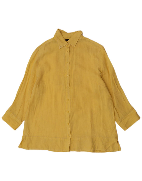 ELENA MIRO Camisa feminina manga 3/4 oversized UK 18 XL amarelo