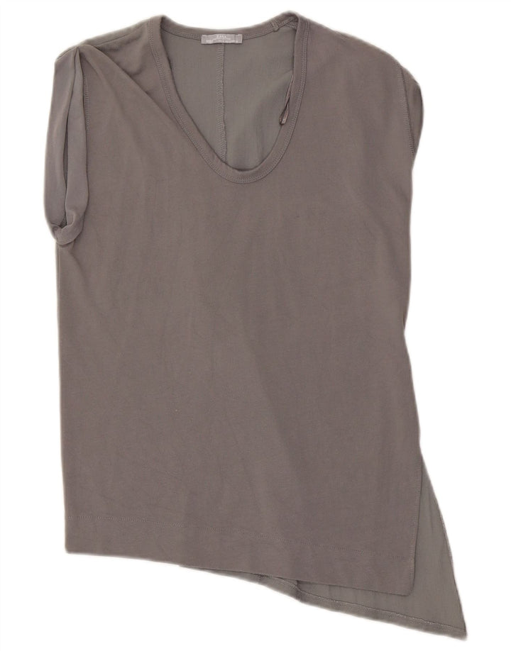 Blusa assimétrica feminina Zara Top UK 10 viscose cinza pequena