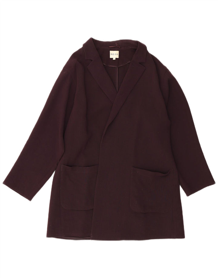 Sobretudo aberto feminino Reiss UK 6 XS lã cor de vinho