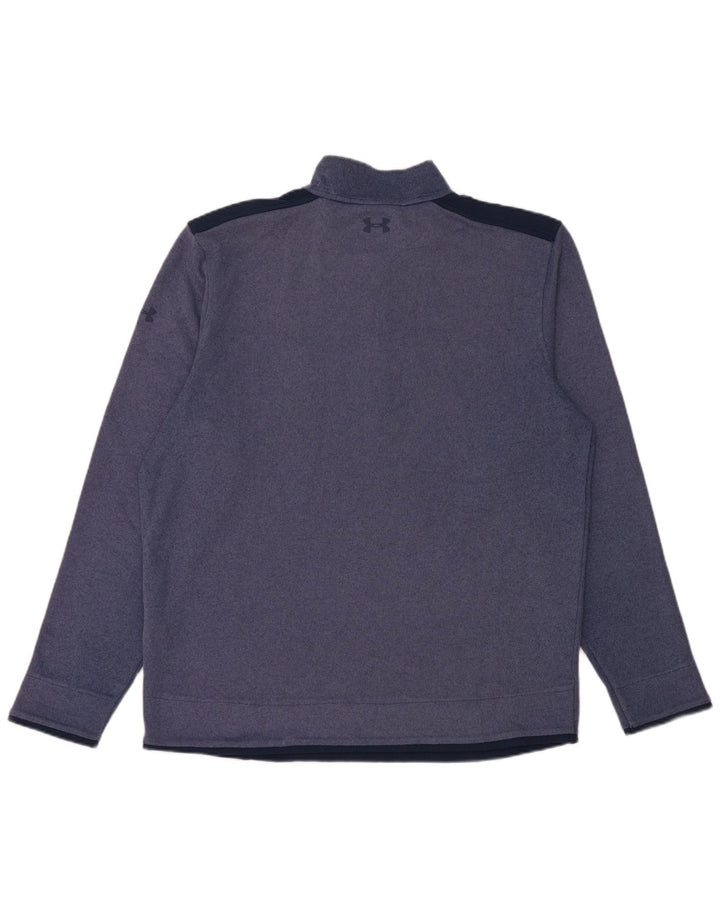 Under Armour Mens Zip Neck Pullover Treino Top XL Azul Marinho Poliéster