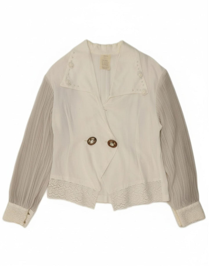 Blusa feminina VINTAGE oversized EUA 1 2XS viscose branca