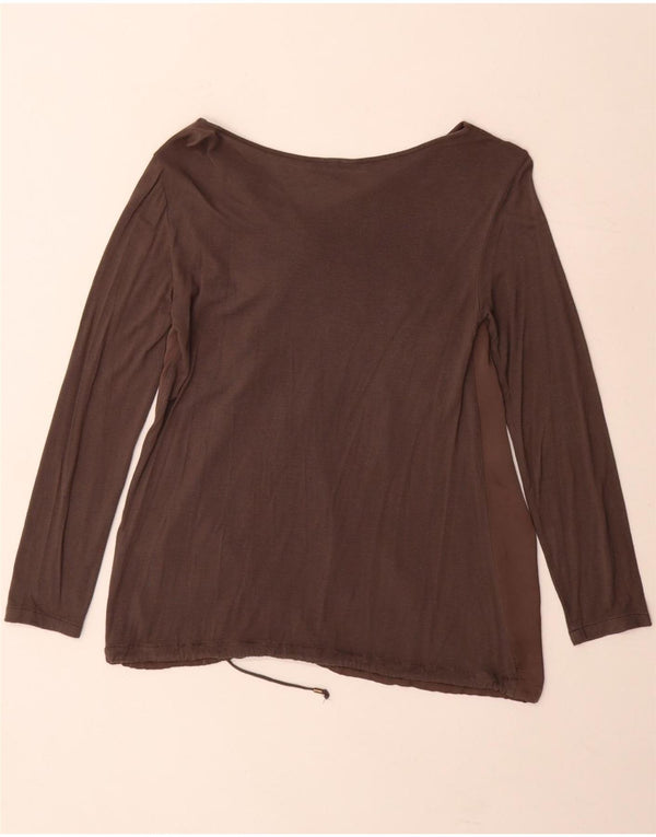 Blusa feminina Trussardi de manga comprida UK 10 bloco cinza pequeno