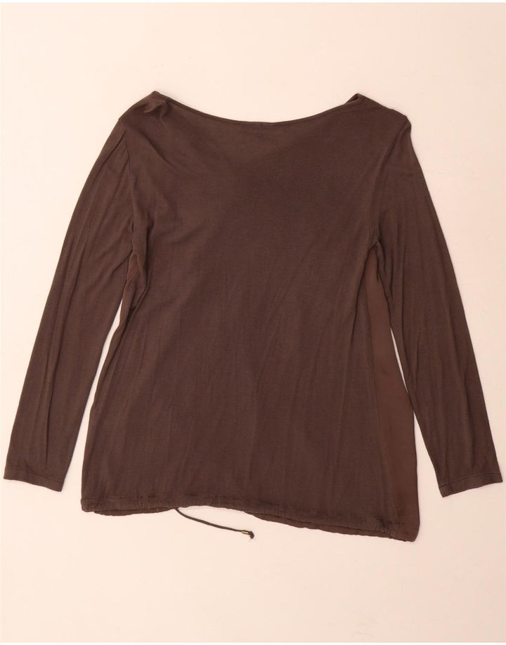 Blusa feminina Trussardi de manga comprida UK 10 bloco cinza pequeno
