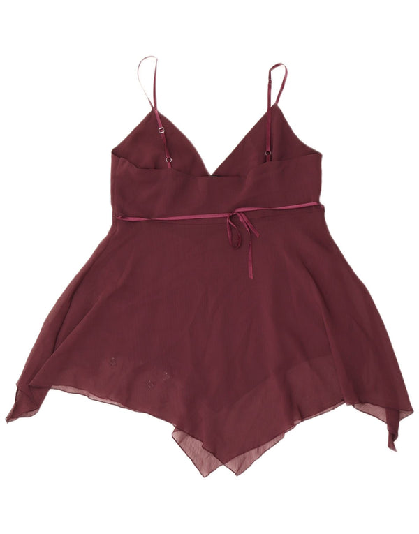 A Wear Womens assimétrico Cami Top UK 12 Médio Borgonha Floral Poliéster