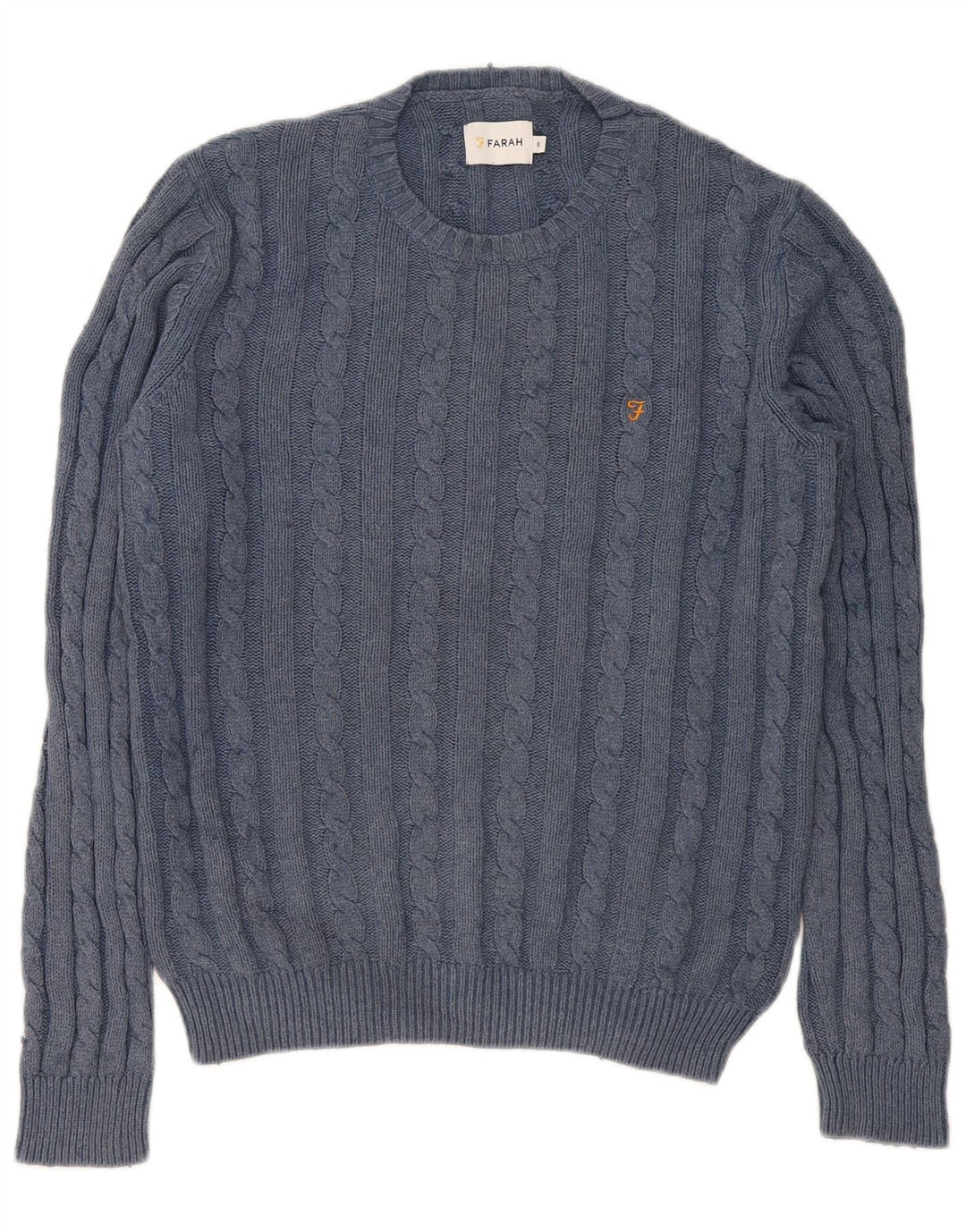 Suéter masculino Farah com gola redonda, pequeno algodão azul marinho