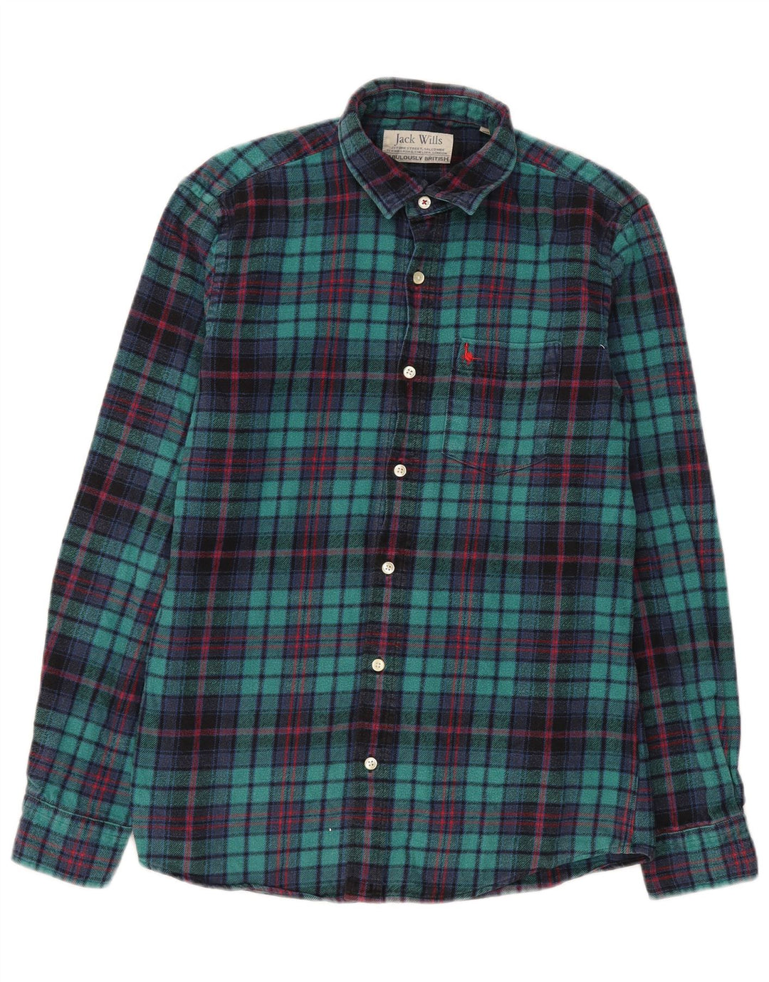 Camisa masculina de flanela Jack Wills algodão xadrez verde médio