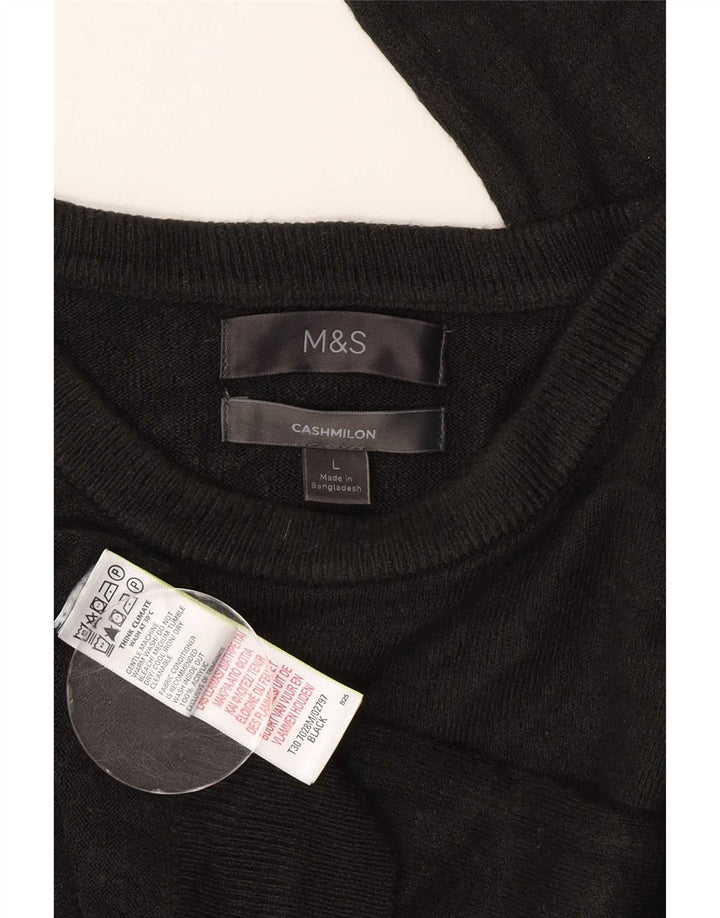 Suéter masculino Marks & Spencer com gola redonda, acrílico preto grande