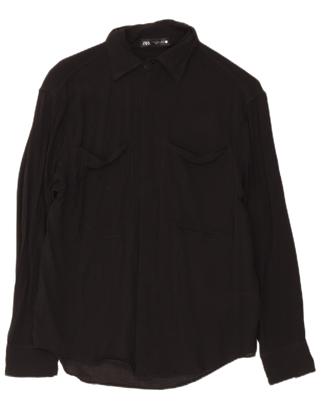 Camisa masculina Zara pequena viscose preta