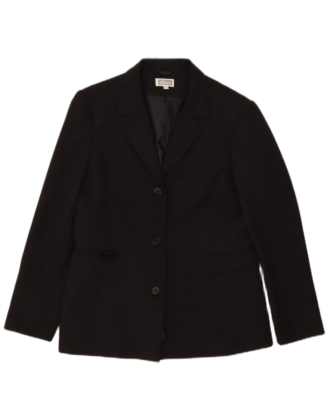 Jaqueta Blazer Feminina Etam com 3 Botões Reino Unido 16 Grande Poliéster Preto