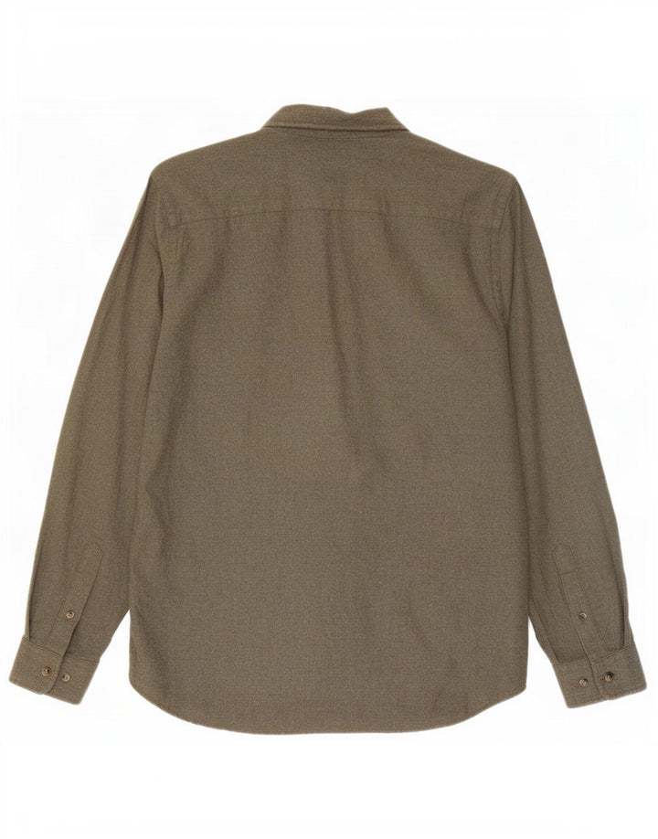 Camisa masculina de flanela Jack & Jones pequena de algodão cáqui