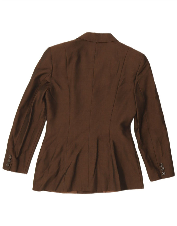 Jaqueta blazer feminina com 3 botões da Max & Co. Reino Unido 6 XS marrom viscose