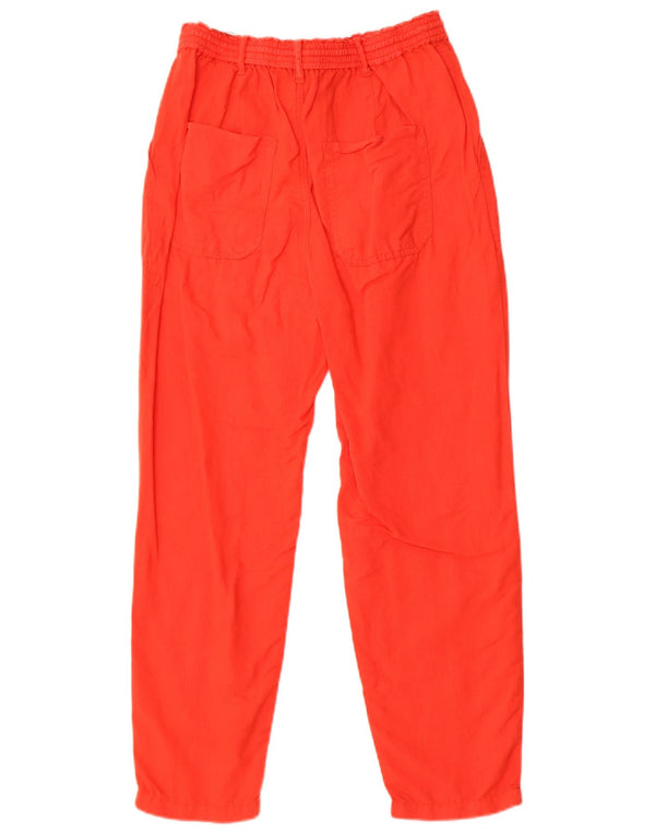 Zara Womens High Waist Joggers Cropped Trousers Small W26 L25 Red Cotton