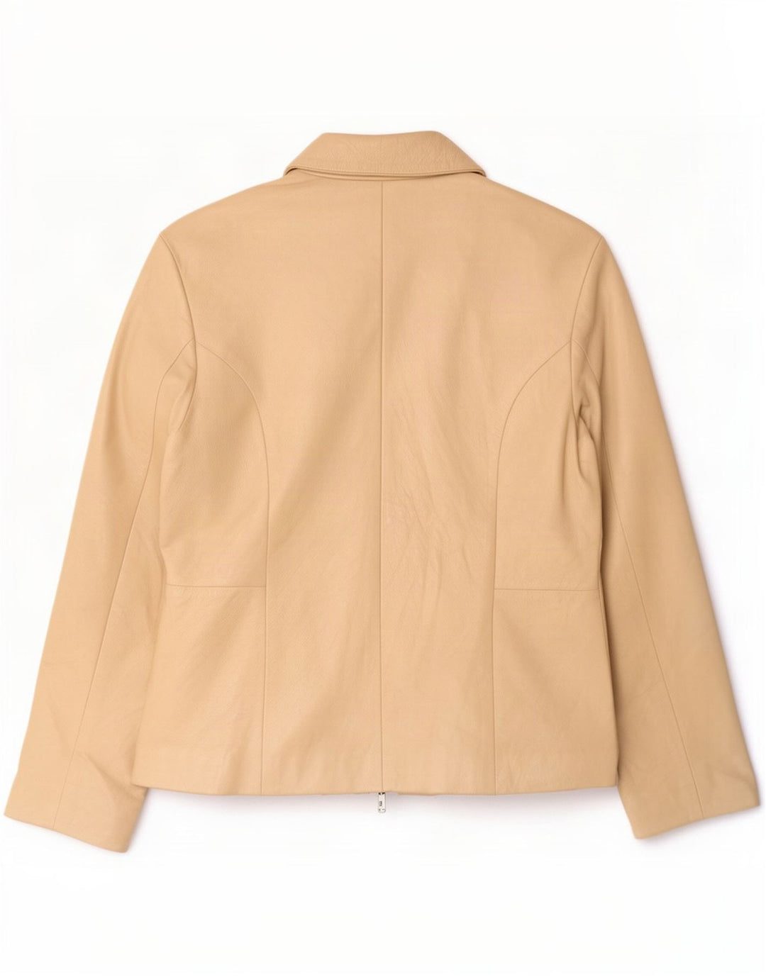 Jaqueta de couro feminina vintage IT 46 grande bege