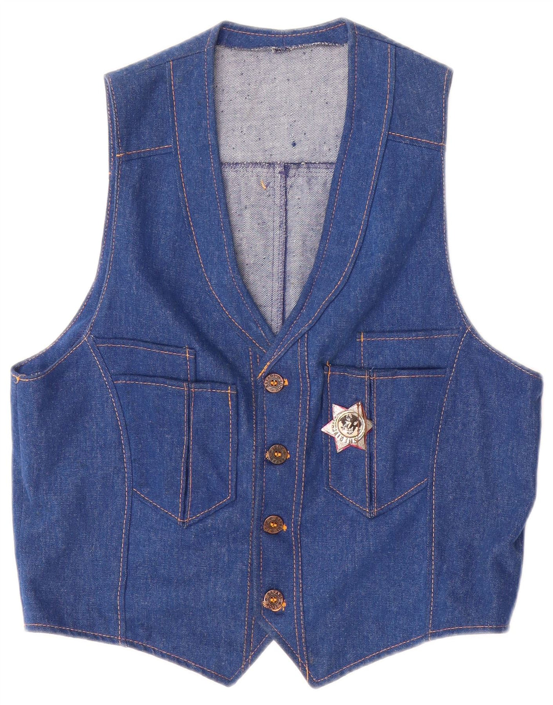 Colete jeans feminino VINTAGE UK 14 azul médio