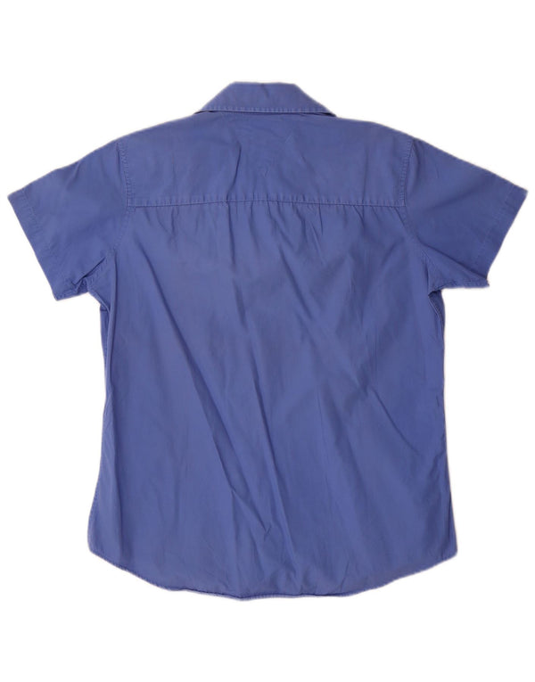 Camisa feminina de manga curta Tommy Hilfiger EUA 8 algodão azul médio