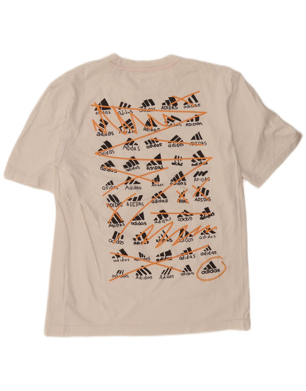 ADIDAS Mens Graphic T-Shirt Top Pequeno Algodão Branco