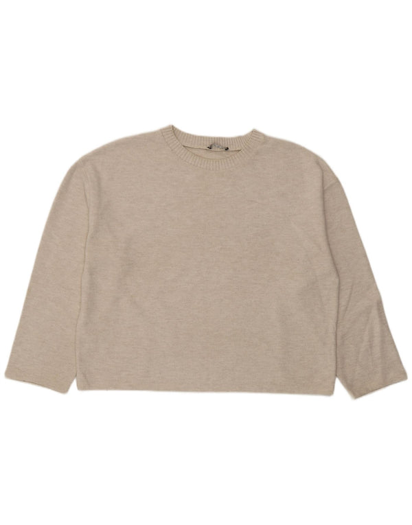 Zara Womens Oversized Top Manga Longa Reino Unido 16 Grande Off White