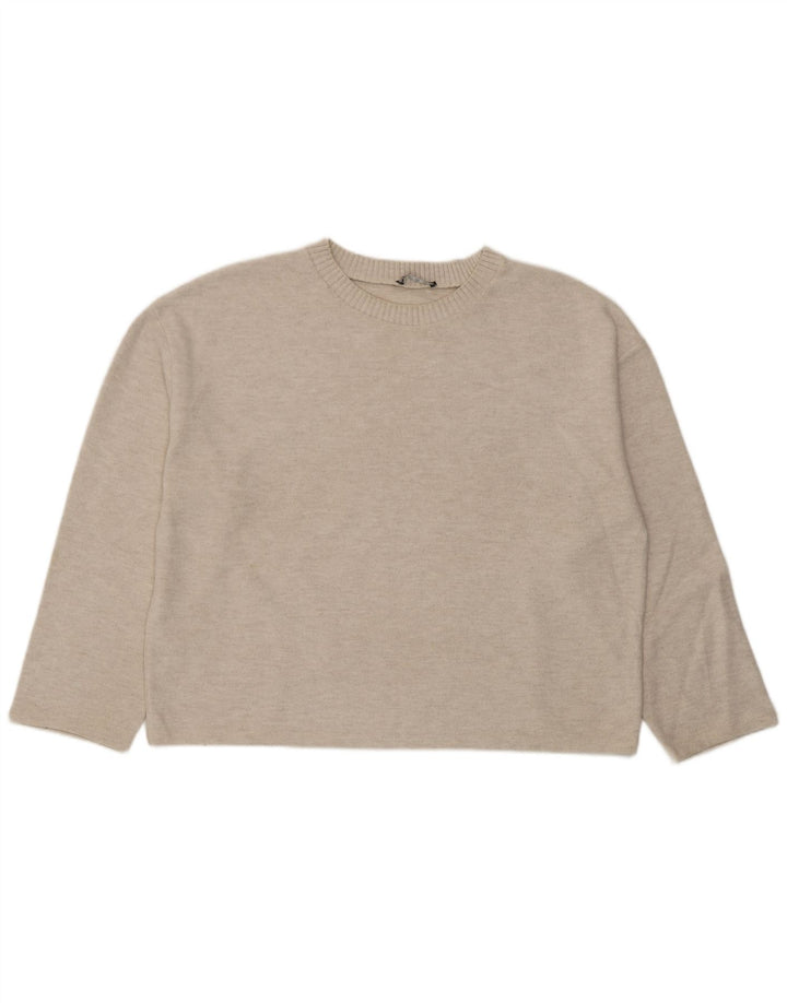 Zara Womens Oversized Top Manga Longa Reino Unido 16 Grande Off White