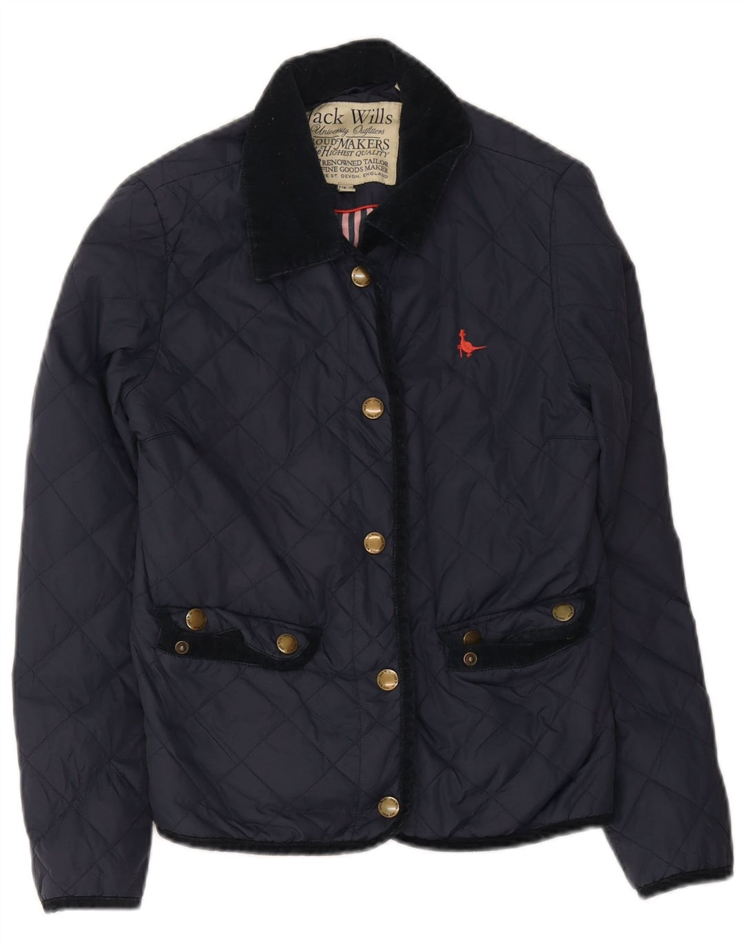Jaqueta acolchoada feminina Jack Wills UK 10 pequena azul marinho nylon